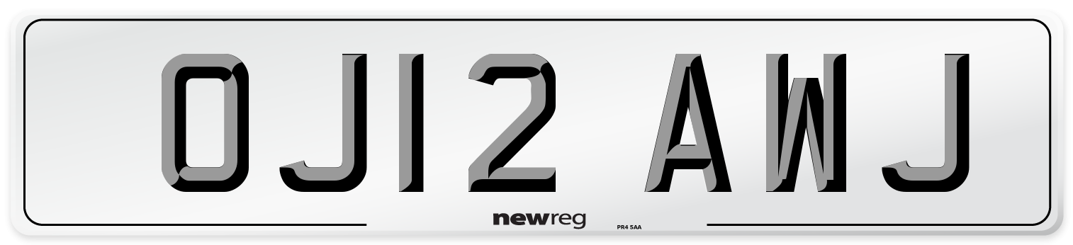 OJ12 AWJ Number Plate from New Reg